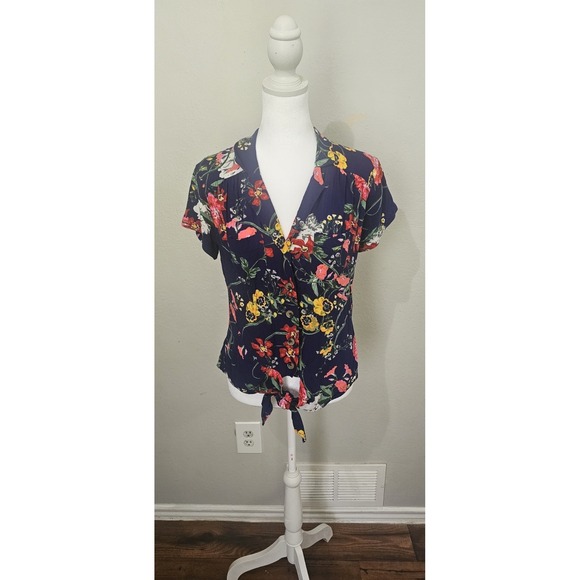 Maeve Tops - Anthropologie Maeve Floral Tie Front Sleeveless Button Down Blouse Top Sz 4